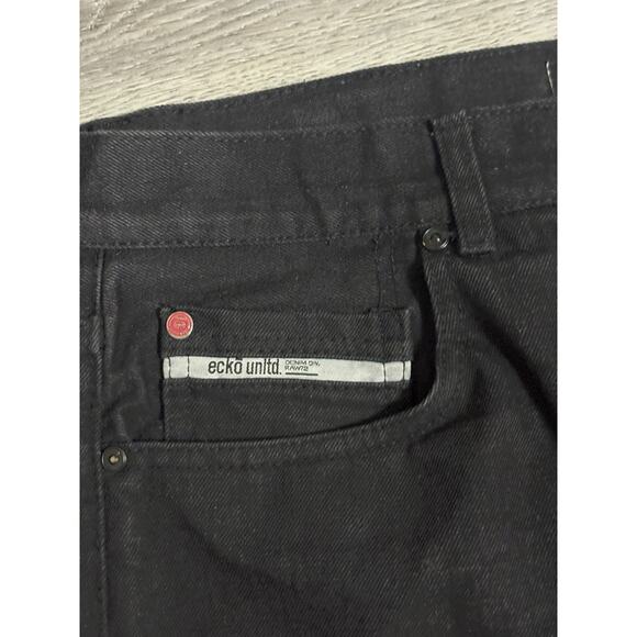 Ecko Unltd Black Denim Jeans Pants Y2K Skater - Men’s 34x34 Slim Straight - Picture 4 of 9